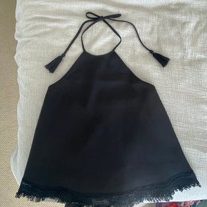 Backless Black Halter Top; Size S
